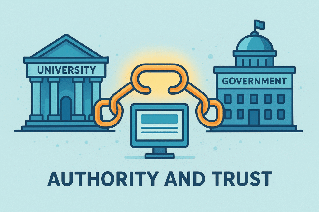 EDU and GOV backlinks SEO illustration