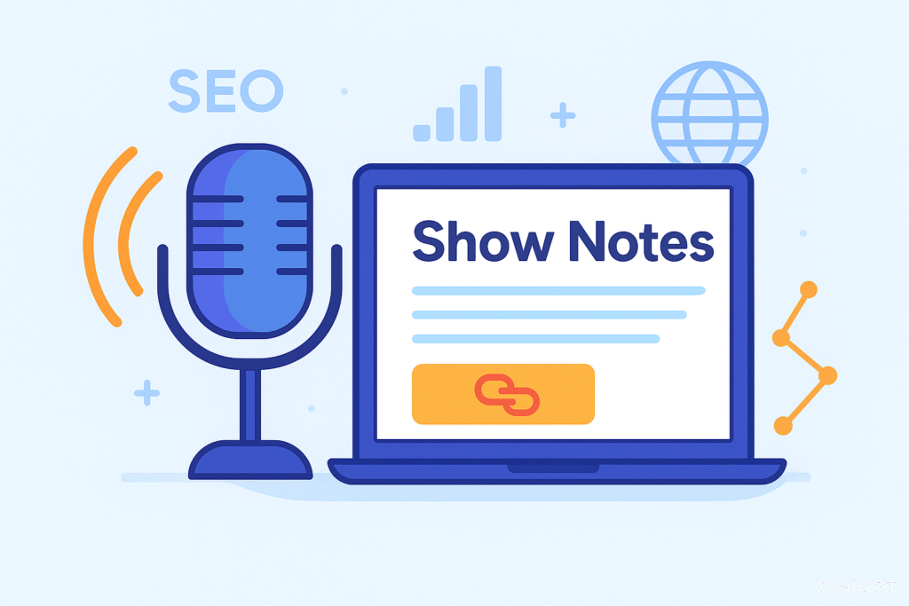 Podcast backlinks SEO illustration