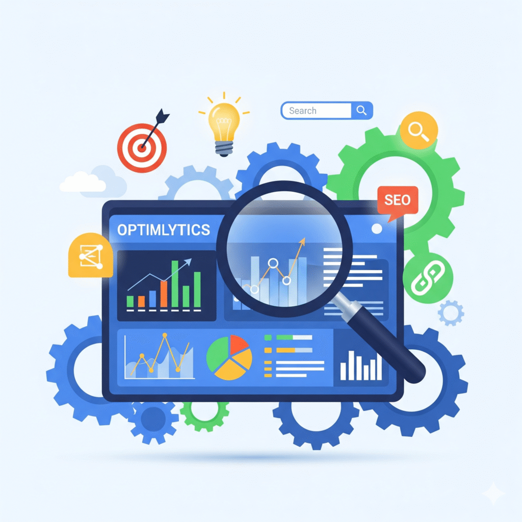 On-Page SEO Limits 2025,SEO analytics dashboard concept.

