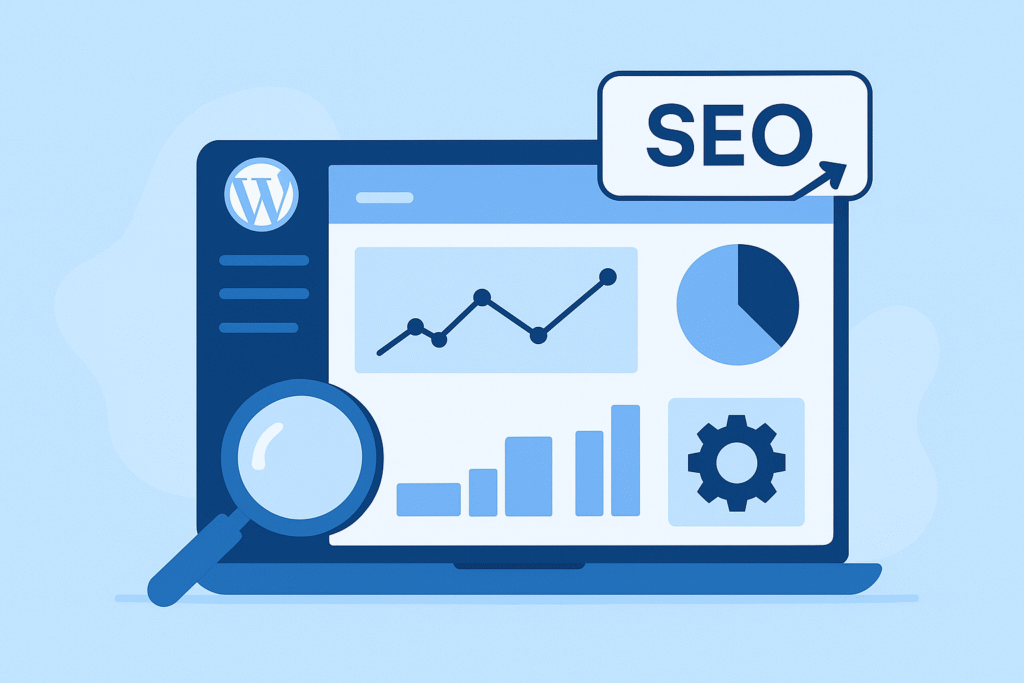 Best WordPress SEO Plugins.
WordPress dashboard with SEO analytics graphs and optimization tools”