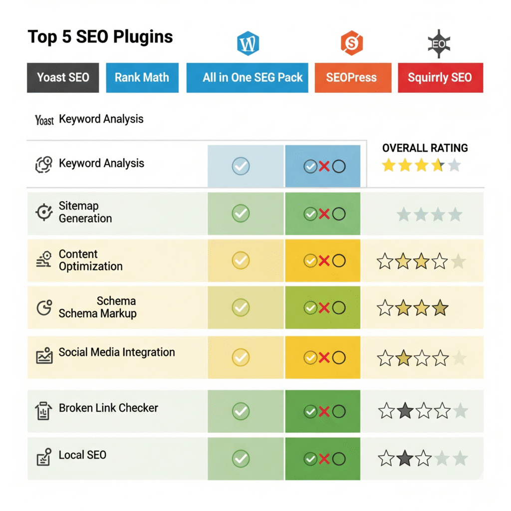 top 5 seo plugins in 2025